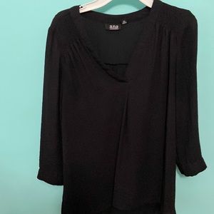 A.n.a 3/4 length sleeves black chiffon top - size XS